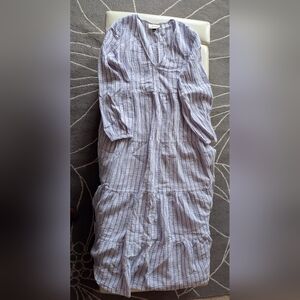 Costal Stripped Tiered Long sleeve Summer Cottage Dress